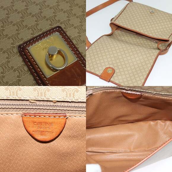 CELINE Macadam Canvas Shoulder Bag Pvc Beige Gold - Picture 11 of 12